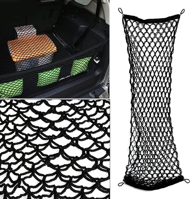 Geweeco Car Rear Cargo Net, Universal Adjustable Elastic Trunk Cargo Storage Organizer Net Compatible for SUV, Jeep, Truck, Storage Nylon Mesh Double-Layer with Hooks (35.4 x 15.7 Inch) - Image 4